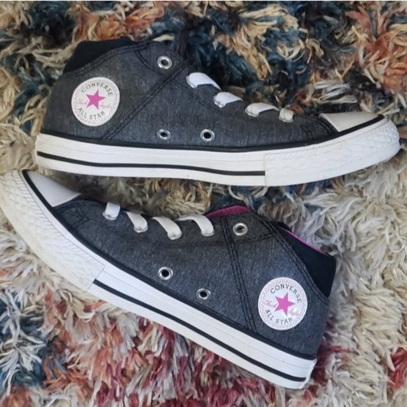 Converse Other - Converse Kids Girls Gray Pink Low High Top Chuck Taylor Shoes Sneakers 2 Active